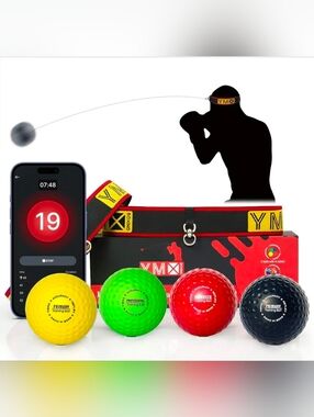 YMX BOXING® Ultimate Reflex Ball Set with Counter App - 4 React Reflex Ball Plus